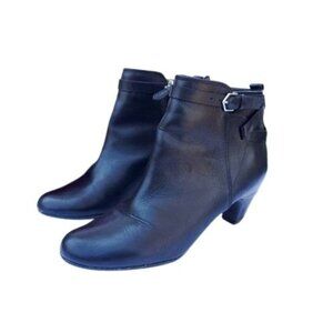 Black Soft Leather Ankle Boots Bootie Moto